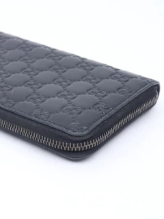 Gucci Black Guccissima Continental Zip