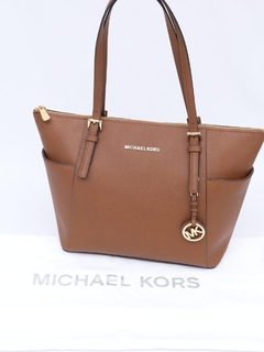 Michael Kors Jet Set Brown Leather Tote - loja online