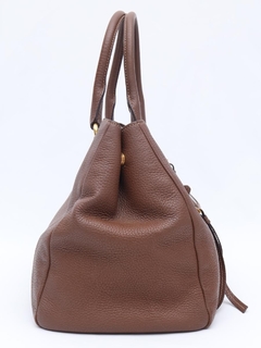 Prada Brown Vitello Daino Leather Large Tote - Paris Brechó