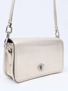 Bolsa Coach Turn Lock Flap Crossbody Silver - loja online