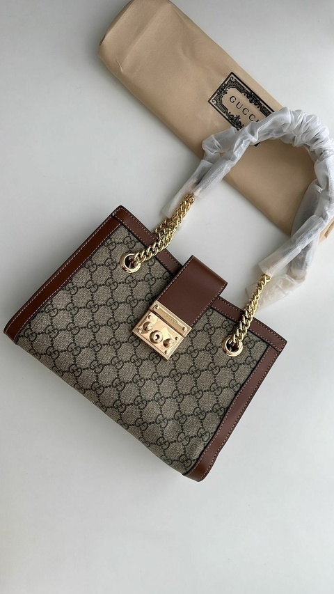 Bolsa Couro GG Supreme Padlock Small