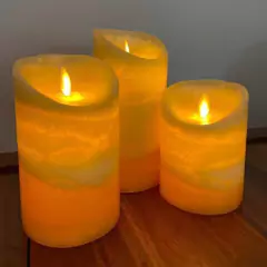 Kit 3 Velas Led efecto llama en movimiento y control remoto
