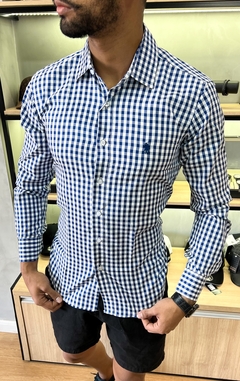 CAMISA SOCIAL RALPH L. MACRO XADREZ - AZUL MARINHO