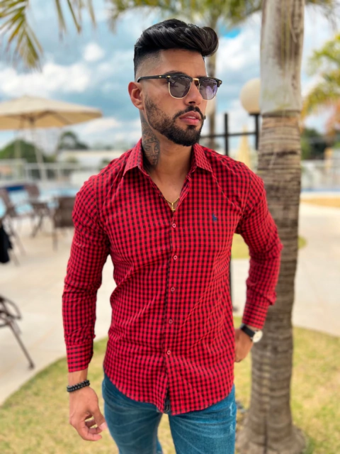 CAMISA SOCIAL RAULPH LAUREN - XADREZ VERMELHA