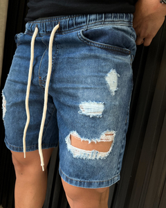 BERMUDA JEANS AZUL MÉDIO DESTROYED - comprar online