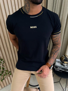 CAMISETA HUGO BOSS DETALHES EM NUDE - PRETA