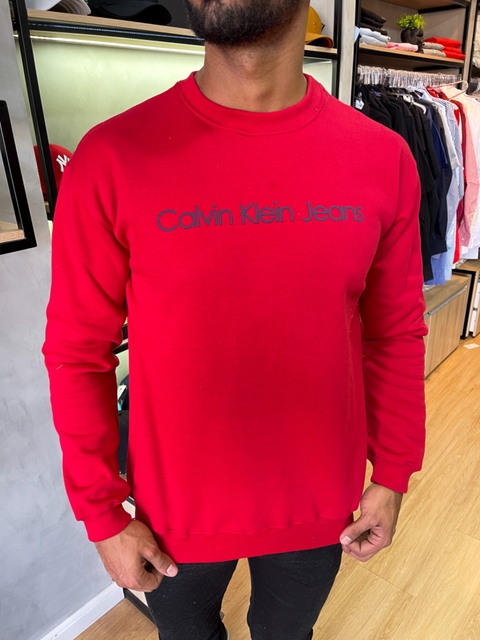 MOLETOM CALVIN KLEIN ESCRITO NO PEITO - VERMELHO