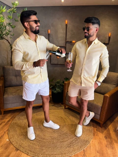 CAMISA SOCIAL LINHO PREMIUM - AMARELA na internet