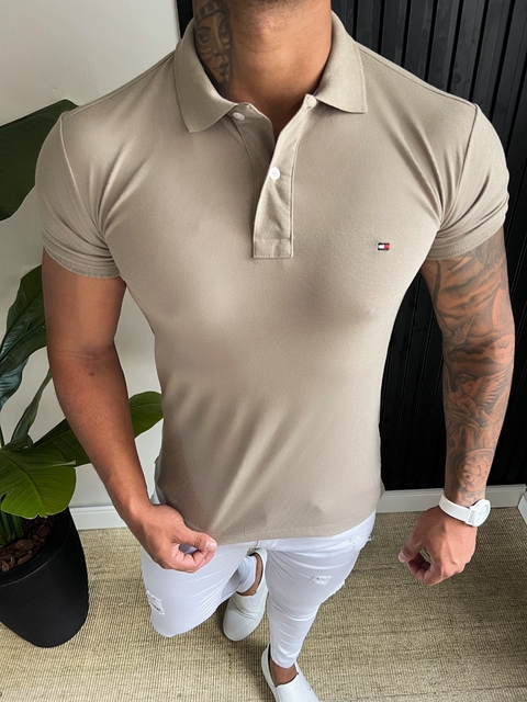 CAMISA GOLA POLO TOMMY HILFIGER - NUDE