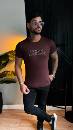 CAMISETA ARMANI EXCHANGE BRILHOSA - MARROM - comprar online