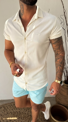 CAMISA MANGA CURTA LINHO BOSS - OFF WHITE