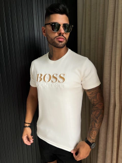 CAMISETA HUGO BOSS ESCRITA BRILHOSA - BRANCA na internet