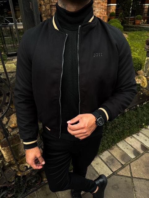 JAQUETA BOMBER EM SUEDE BOSS - PRETA - comprar online