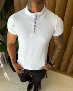 CAMISA GOLA POLO ARMANI EXCHANGE - BRANCA - EleganceOutlet