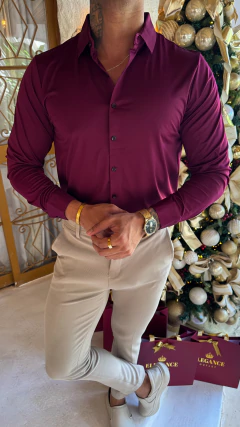 CAMISA SOCIAL FIBRA DE BAMBU SLIM - VINHO na internet