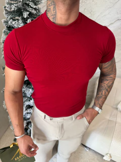 CAMISETA GOLA MÉDIA PREMIUM - VERMELHA BORDO - comprar online