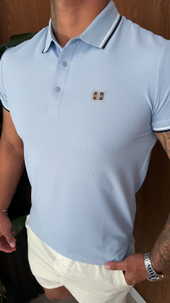 GOLA POLO BOSS PREMIUM SIMBOLO PRATA - AZUL CLARO - comprar online