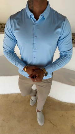 CAMISA SOCIAL FIBRA DE BAMBU SLIM - AZUL CLARO na internet