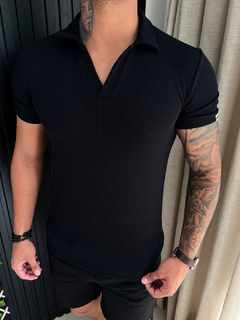 GOLA POLO TEXTURIZADA PREMIUM - PRETA - comprar online