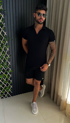 GOLA POLO TEXTURIZADA PREMIUM - PRETA na internet