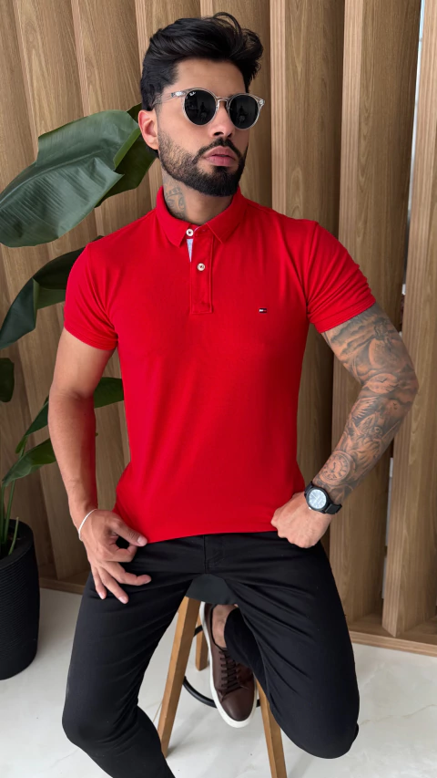 CAMISA GOLA POLO TOMMY HILFIGER - VERMELHA - comprar online