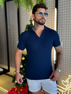 GOLA POLO TEXTURIZADA PREMIUM - AZUL MARINHO