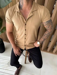 CAMISA MANGA CURTA TRICOT- BEGE - comprar online