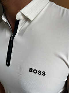 GOLA POLO BOSS ZIPER PREMIUM - BRANCA - EleganceOutlet