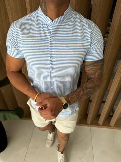 CAMISA SOCIAL LINHO GOLA PADRE CK NEW - LISTRADA - comprar online