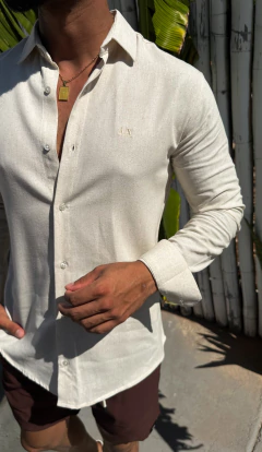 CAMISA SOCIAL LINHO EMPORIO ARMANI - AREIA - EleganceOutlet