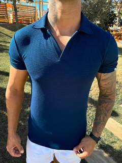 GOLA POLO TEXTURIZADA PREMIUM - AZUL MARINHO na internet