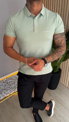POLO PREMIUM CALVIN KLEIN DETALHE DOURADO - VERDE MENTA - comprar online