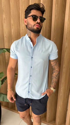 CAMISA SOCIAL LINHO GOLA PADRE CK NEW - AZUL CLARO na internet