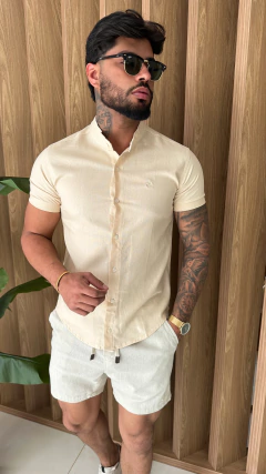 CAMISA SOCIAL LINHO GOLA PADRE CK NEW - NUDE na internet