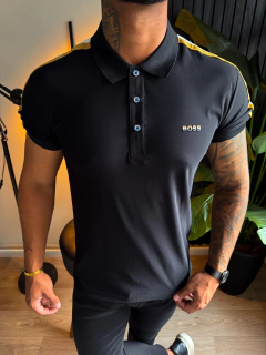 CAMISA GOLA POLO BOSS PREMIUM DETALHES NO OMBRO - PRETA na internet