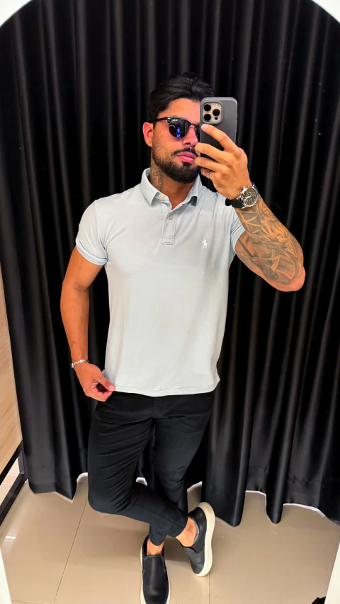 CAMISA GOLA POLO RALPH LAUREN - AZUL CLARO - comprar online