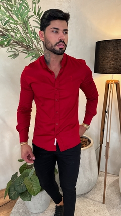 CAMISA SOCIAL ACETINADA - VERMELHA - comprar online