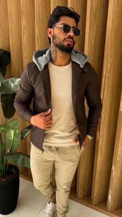 JAQUETA COURO IMPORTADO MINIMALISTA -MARROM - loja online