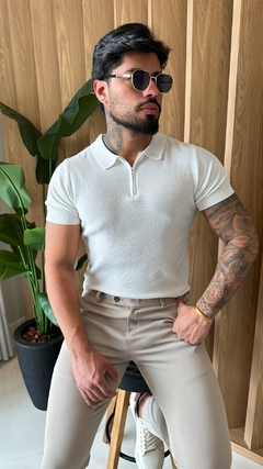 GOLA POLO TRICOT ZIPER - OFF WHITE - comprar online