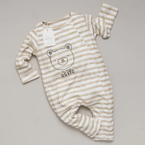 Enterito de Algodón SIN PIE | RAYITAS BEIGE