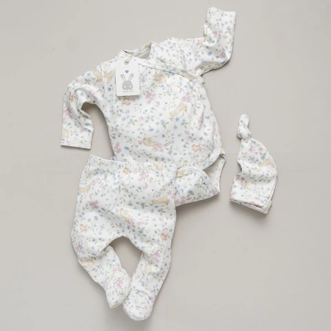 Zaira | Ajuar 3 piezas estampado con Body cruzado ML - comprar online