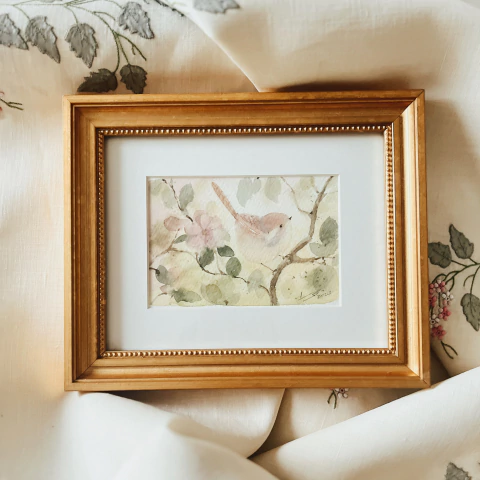 Mini Pintura - O passarinho e a flor
