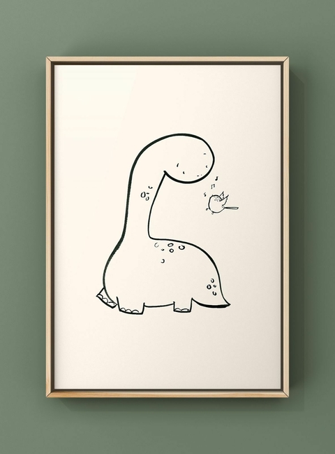 Dinossauro e passarinho
