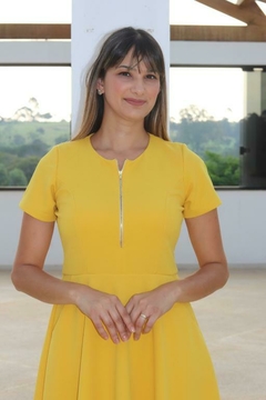 Imagem do Midi Scuba Crepe com Zíper Frontal Dourado - MSZ