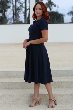 Midi Scuba Crepe com Zíper Frontal Dourado - MSZ - loja online