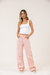 Calça Wide Leg Rosa Com Tachas - BLD Jeans