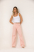 Calça Wide Leg Rosa Com Tachas - comprar online