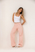 Calça Wide Leg Rosa Com Tachas - loja online