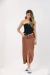Saia Midi Linho Marrom - comprar online