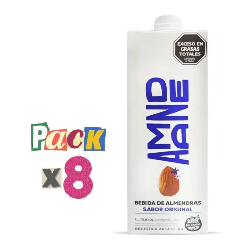 PACK x 8 Leche de Almendras Clásica AMANDE x 1 Litro Celinda Alimentos sin TACC